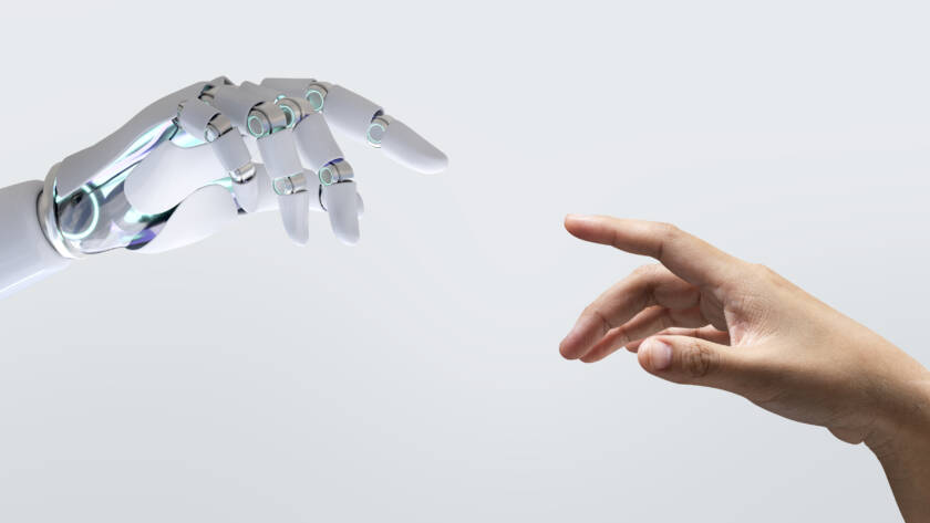 Technology human touch background, modern remake of The Creation